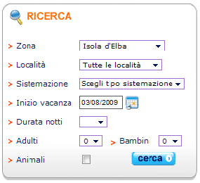 pannello di ricerca Appartamenti a Marina di Campo